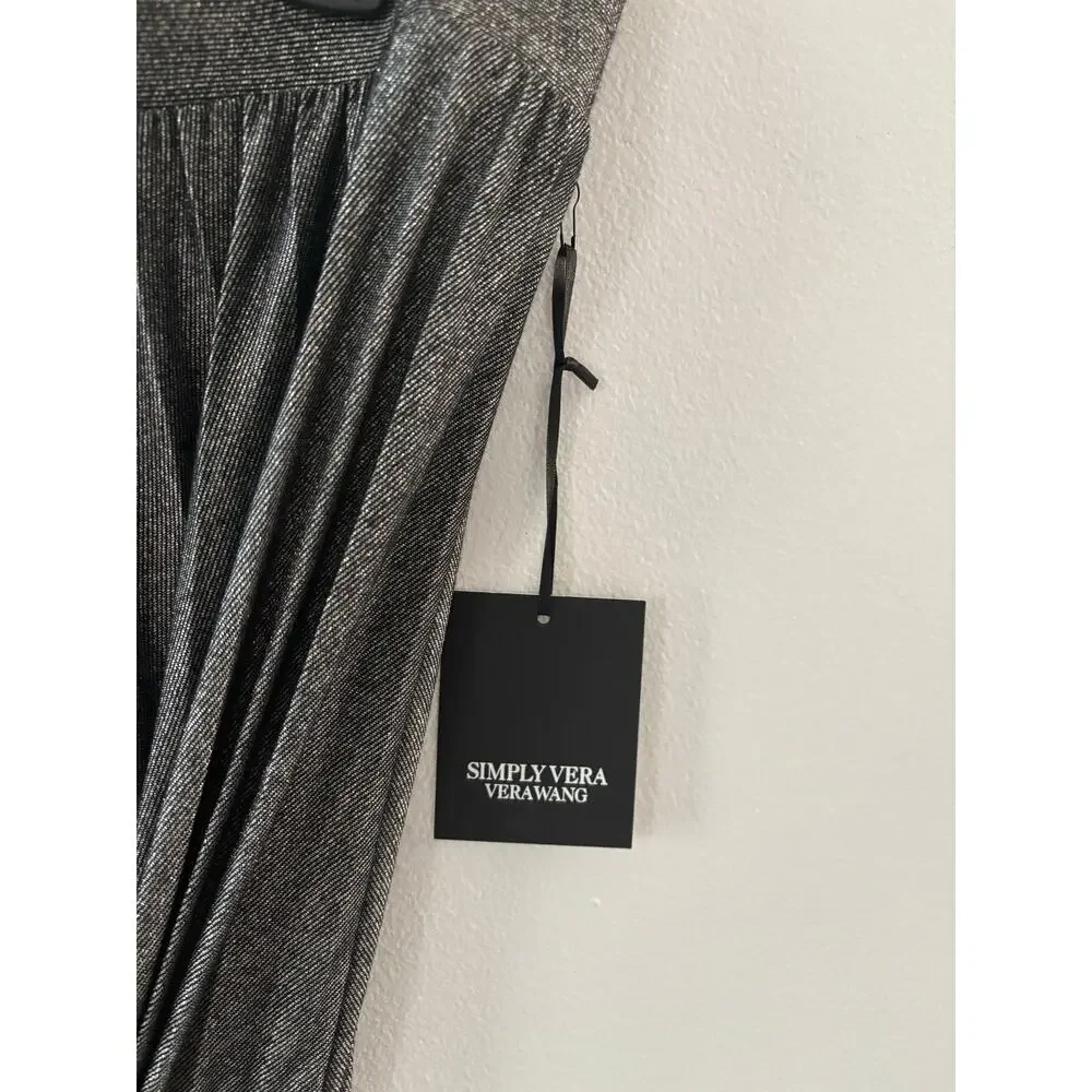 Simply Vera Wang Womens Pleated Midi Skirt Size Medium Metallic Gray NWT Party